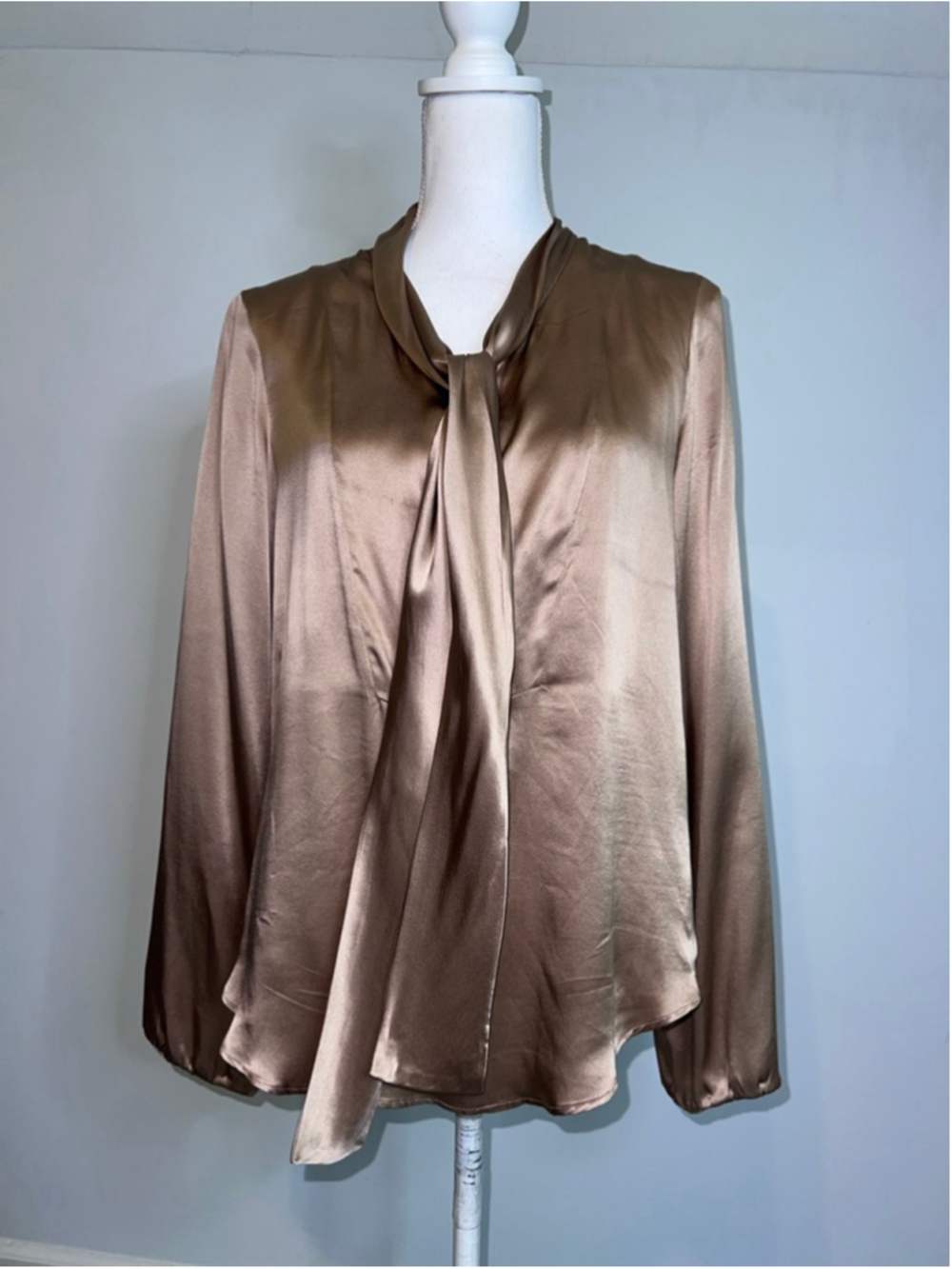 Calypso St. Barth Blouse M Gold 100% Silk Office Casual